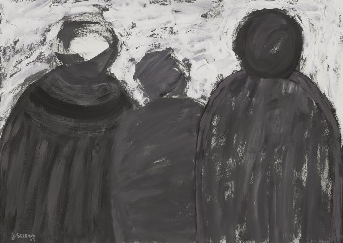 Tres inmigrantes ilegales sobre fondo blanco