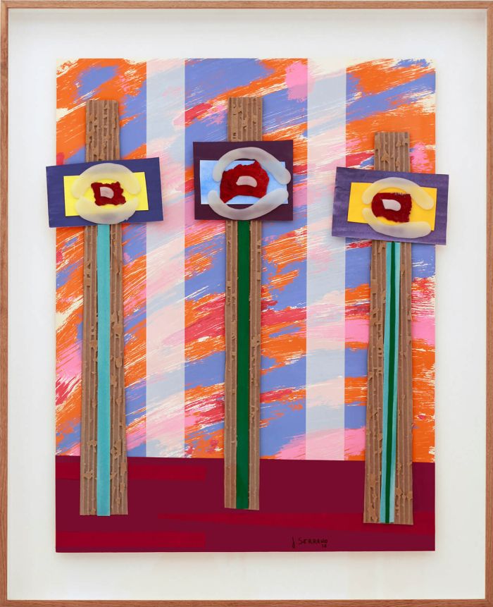 Tres flors sobre serigrafia